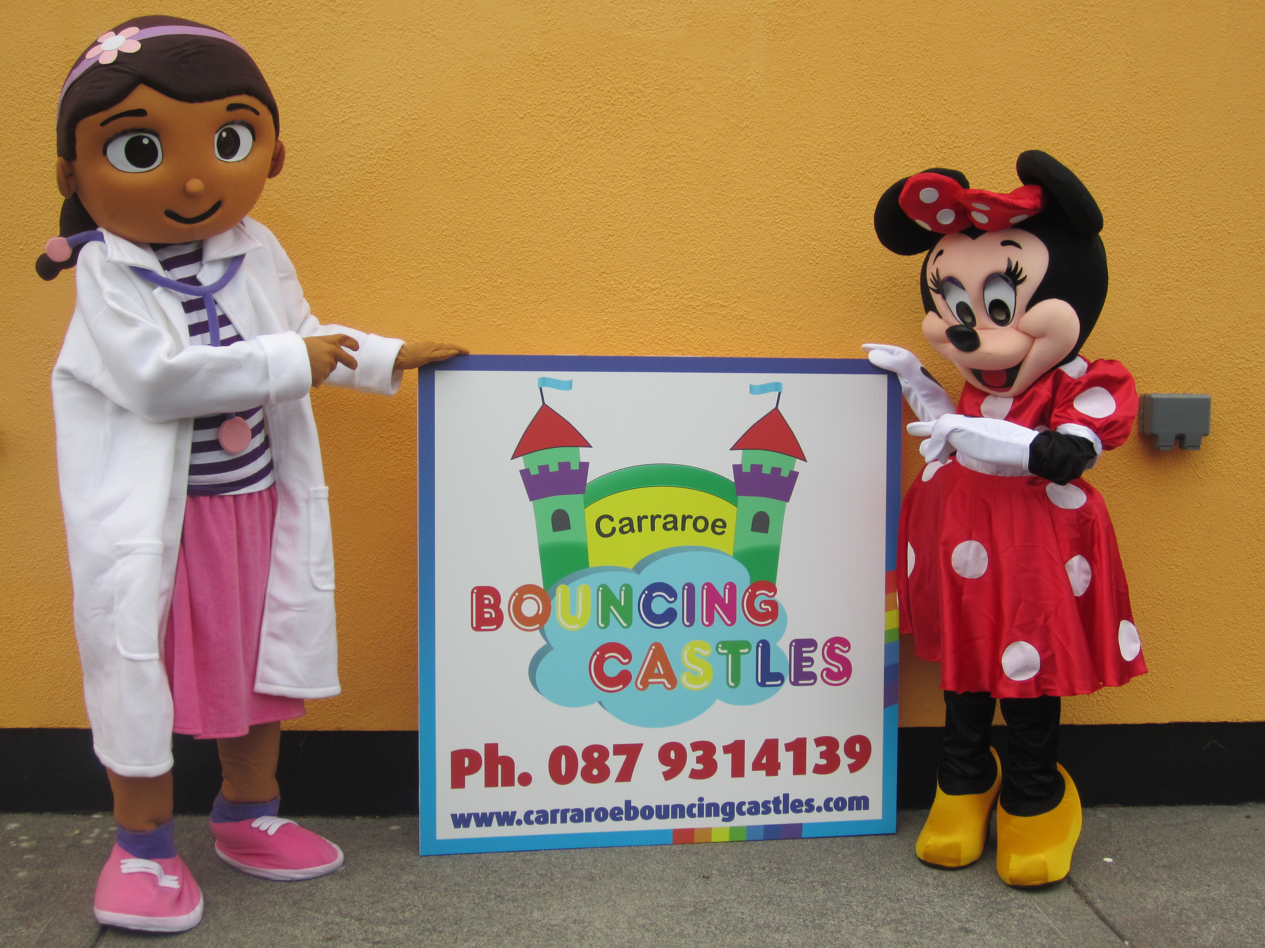 Doc M cstuffins & Minnie Mouse mascots for hire connemara