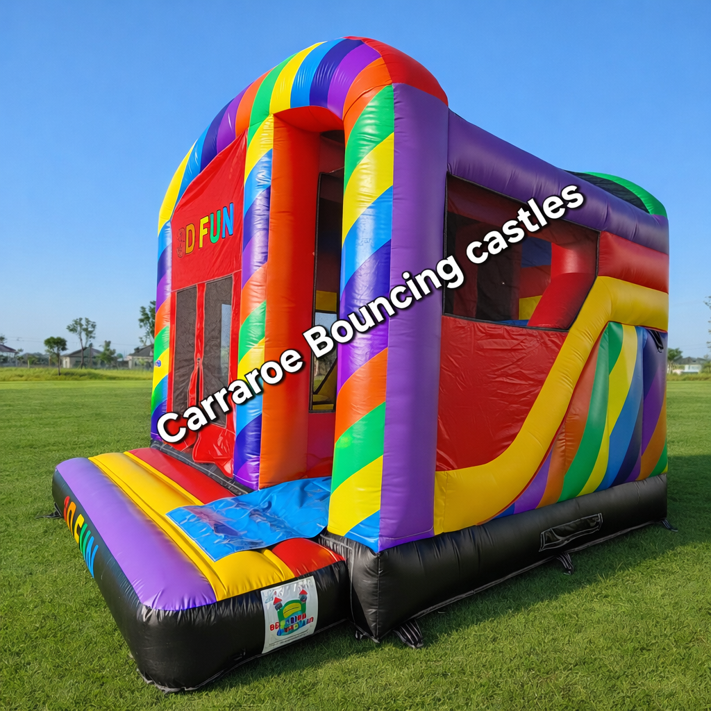 3D bouncy castle with slide and Bluetooth speaker for hire in Galway and Connemara