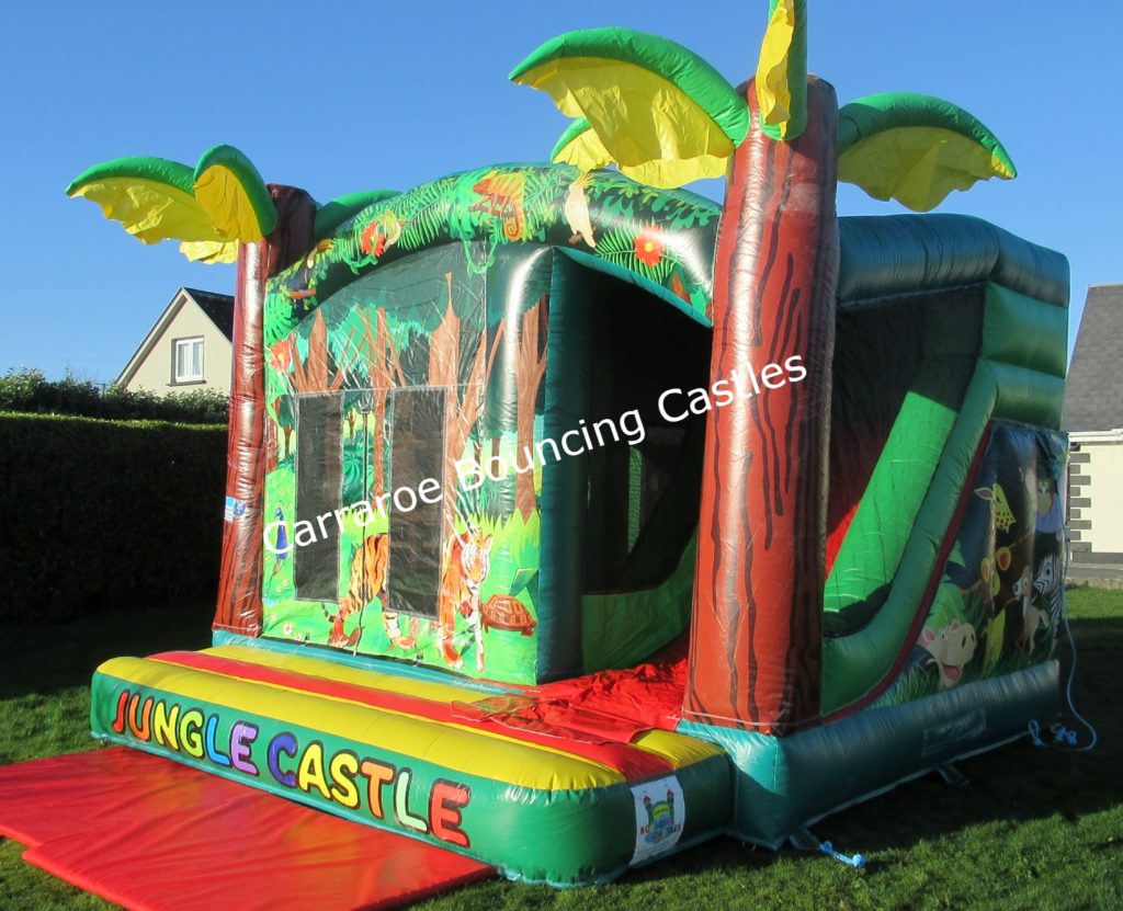 Jungle bouncy castle with slide and Bluetooth speaker for hire in Galway and Connemara
