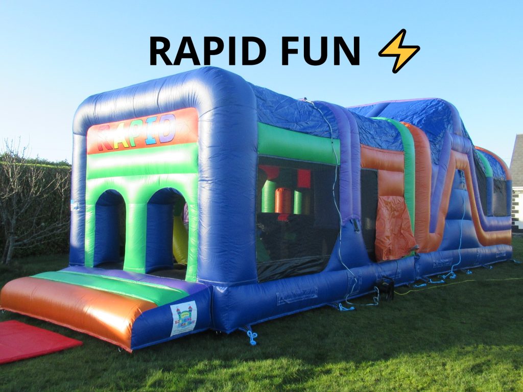 Rapid obstacle course with disco lights and Bluetooth speaker for children’s parties in Galway and Connemara